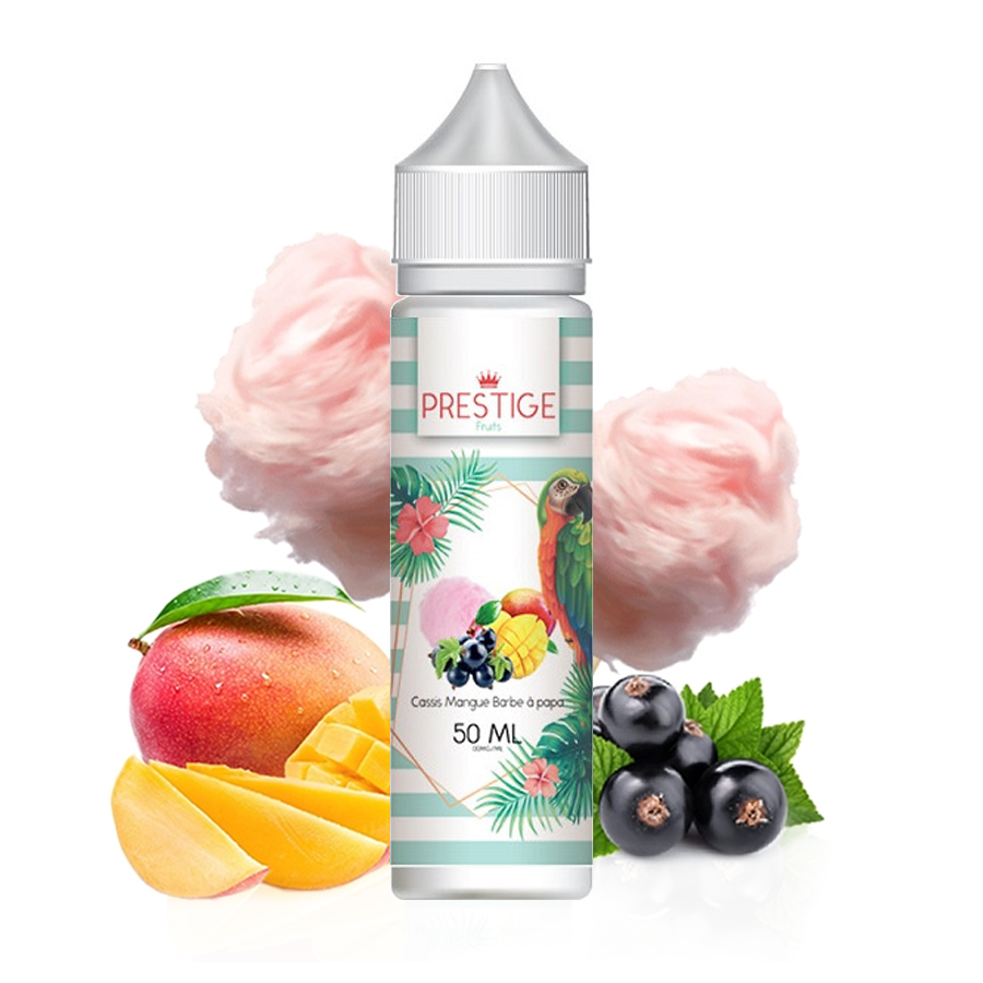 E-LIQUIDE CASSIS MANGUE BARBE A PAPA (50 ml, 0 mg/ml, 50/50) - Photo 1